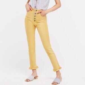 new NWT Sz XS 0-2 yellow Capulet Imogen Cropped Ruffle Jean